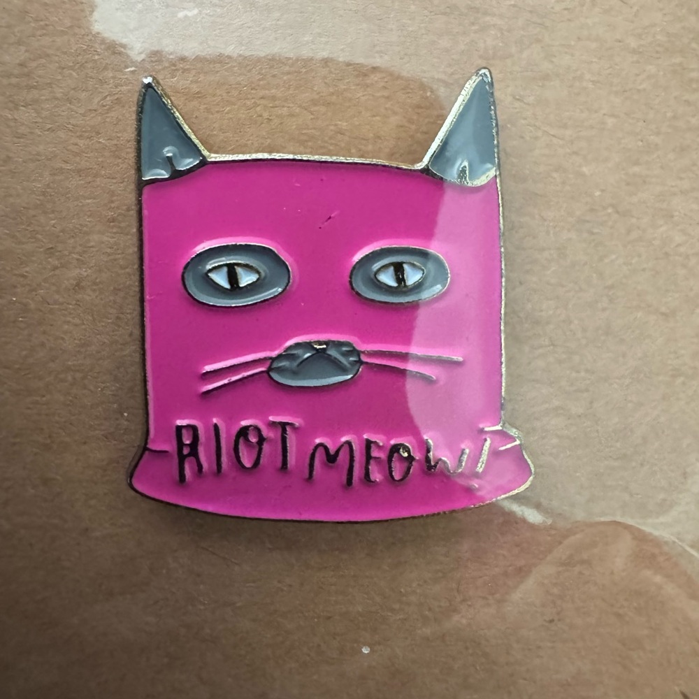 Riot Meow Pink Cat Enamel Pin